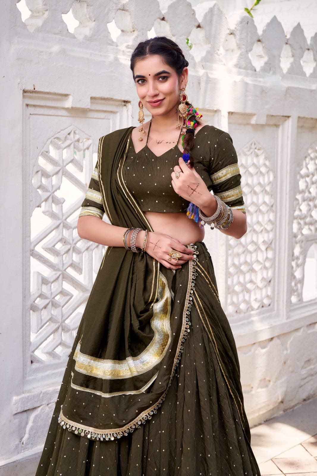 PURE CHANDERI ZARI WEAVING LEHENGA CHOLI SET
