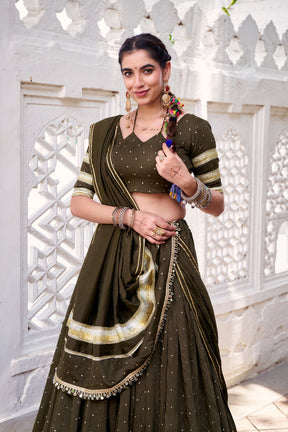PURE CHANDERI ZARI WEAVING LEHENGA CHOLI SET
