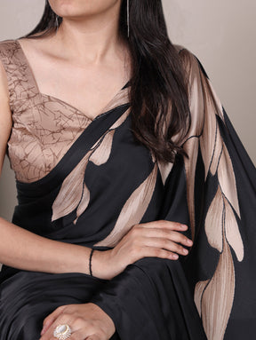 Floral Printed Satin Silk Saree