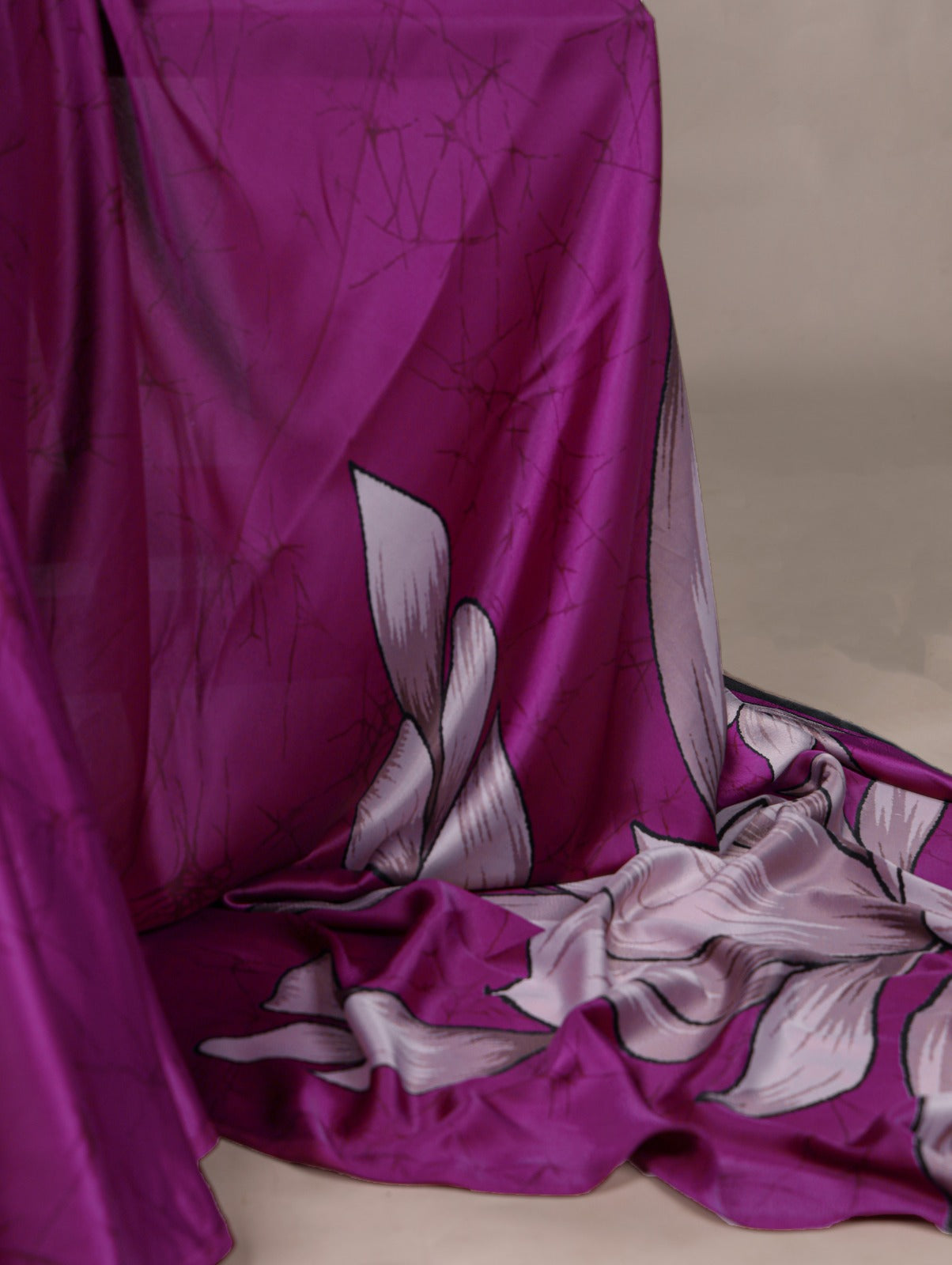 Floral Printed Satin Silk Saree