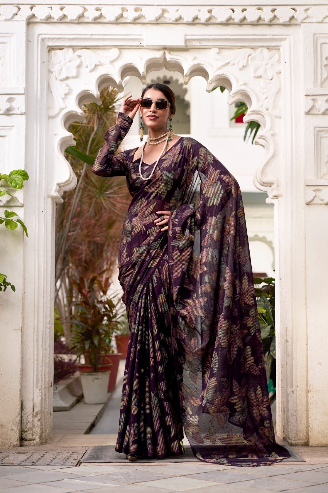 FLORAL LUREX BRASSO SAREES