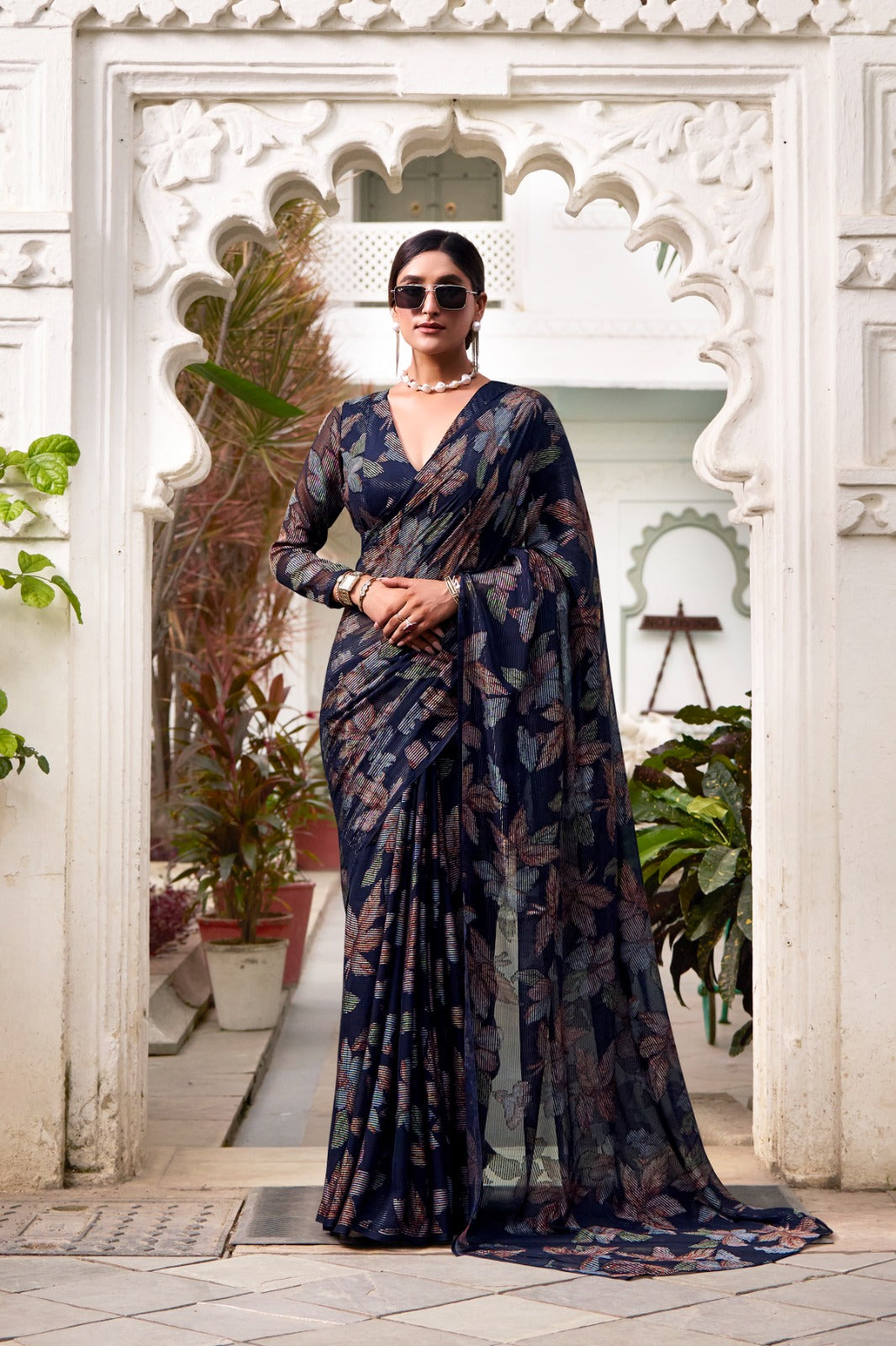 FLORAL LUREX BRASSO SAREES