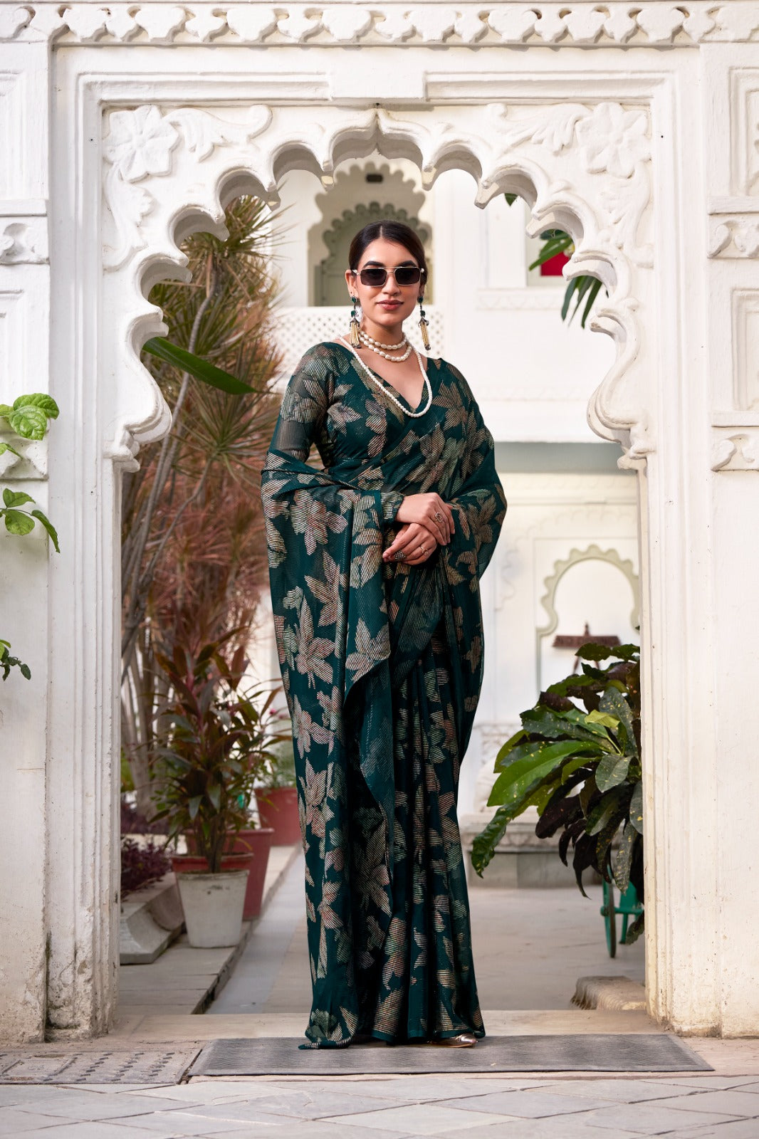 FLORAL LUREX BRASSO SAREES