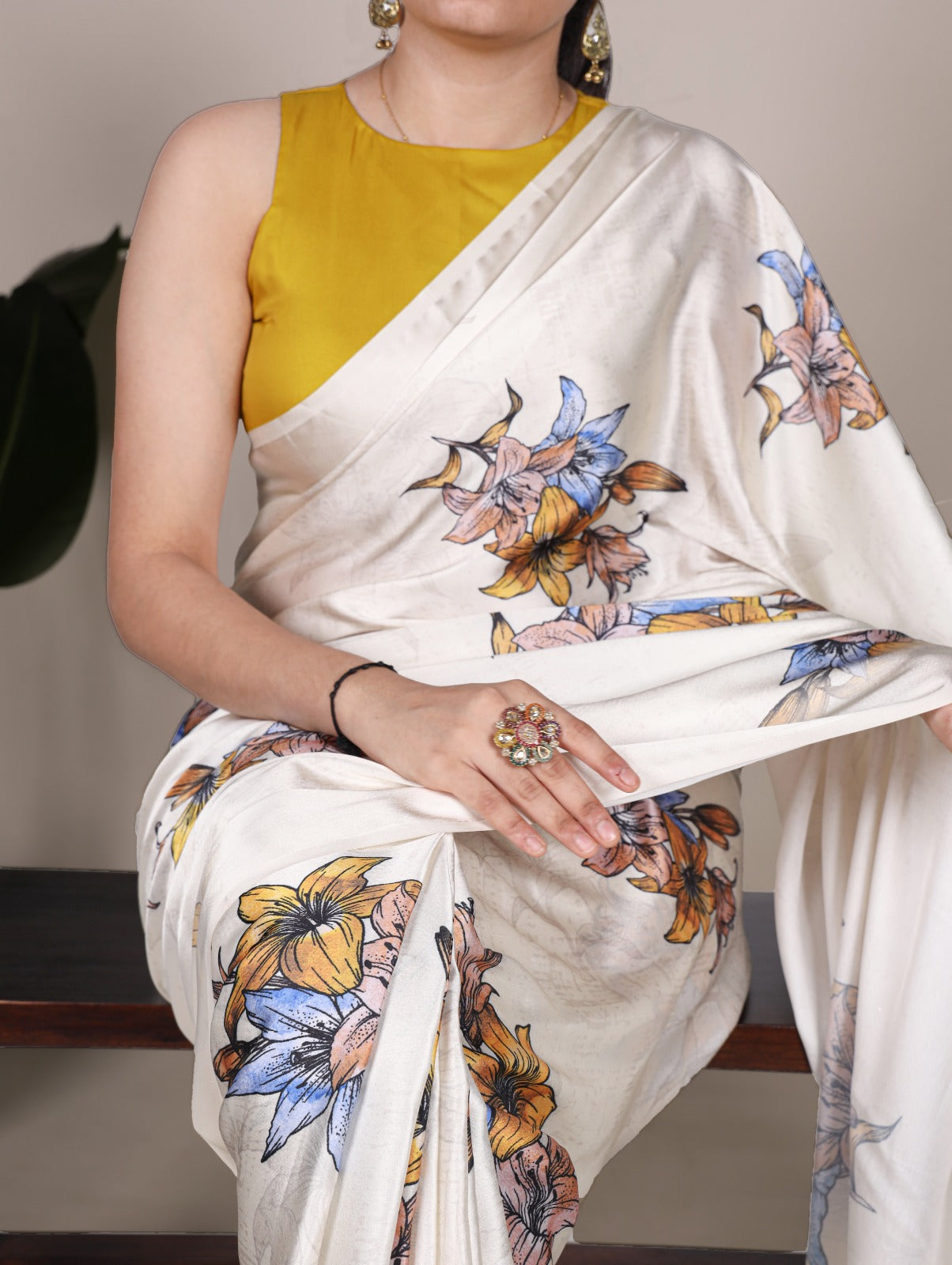 Floral Satin Silk Sarees
