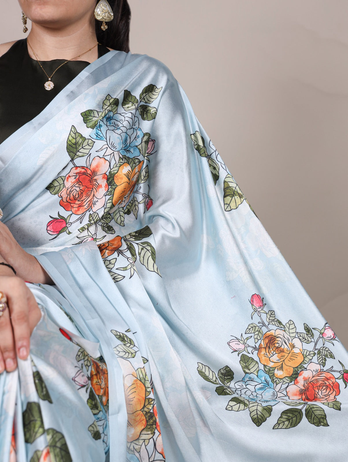 Floral Satin Silk Sarees