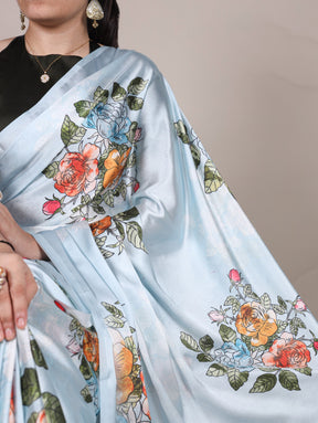 Floral Satin Silk Sarees