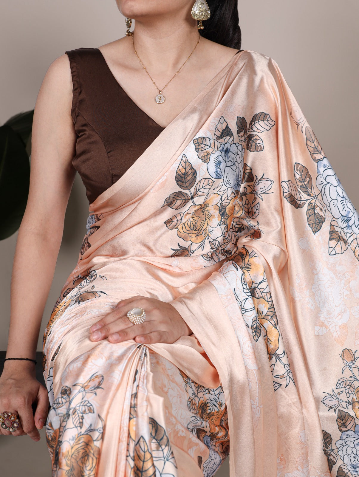 Floral Satin Silk Sarees