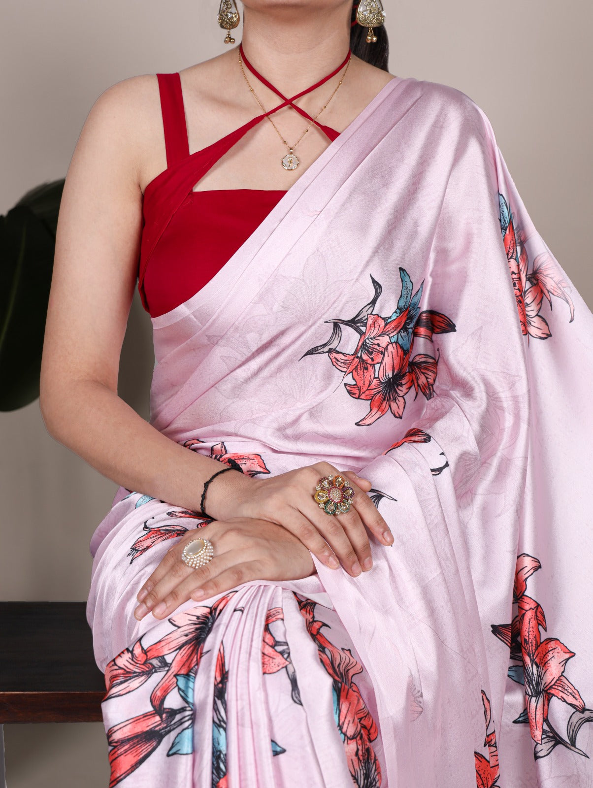 Floral Satin Silk Sarees