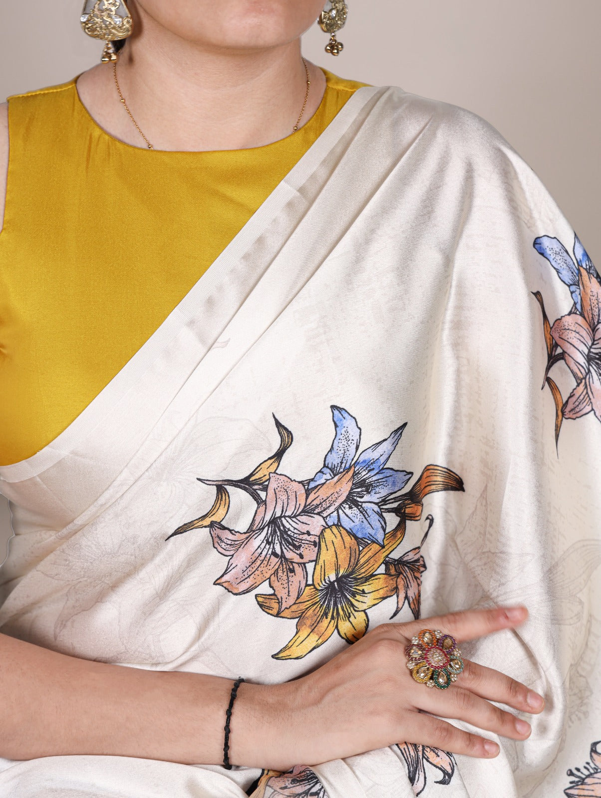 Floral Satin Silk Sarees