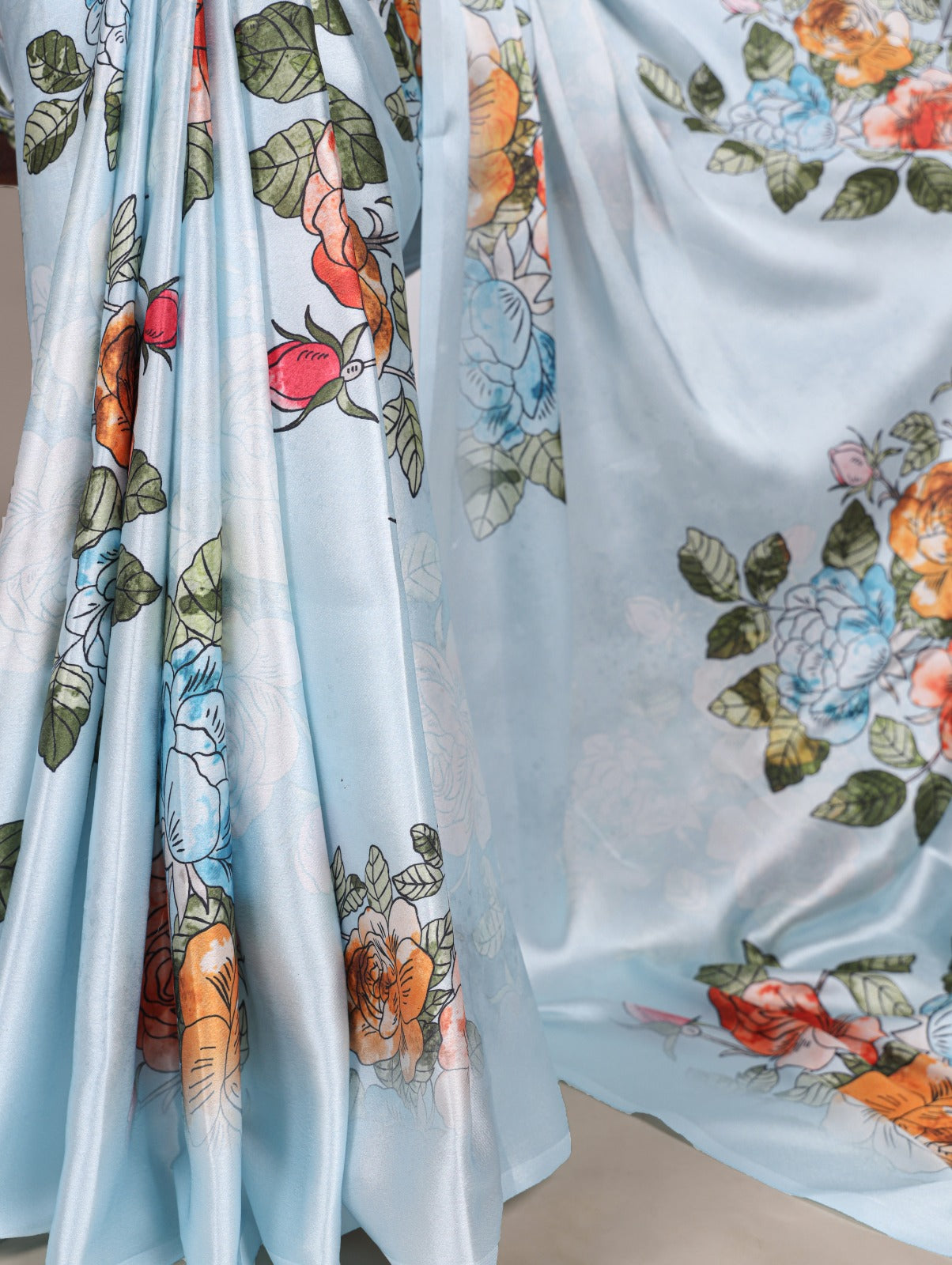 Floral Satin Silk Sarees