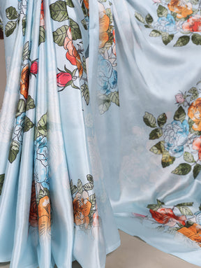 Floral Satin Silk Sarees