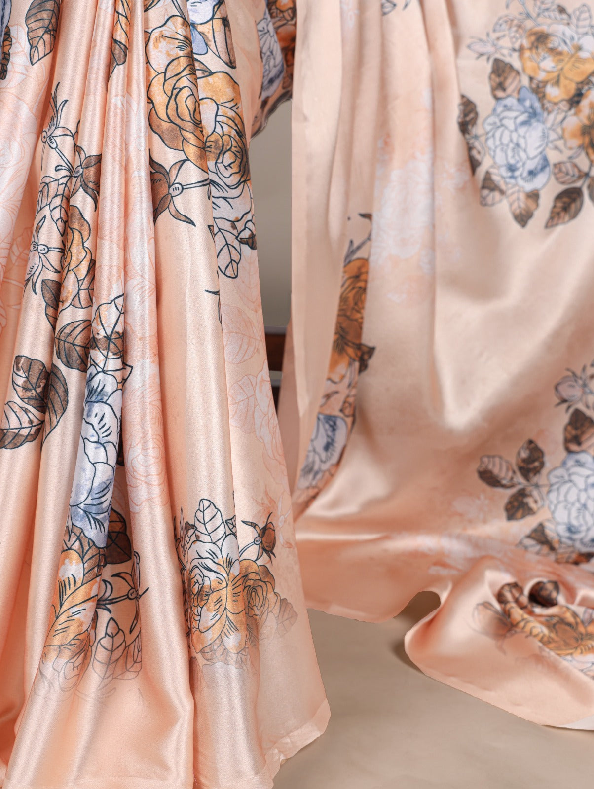 Floral Satin Silk Sarees
