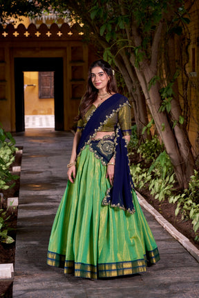 TRADITIONAL SOUTH INDIAN ROYAL ZARI WEAVING WITH GEORGETTE DUPATTA
