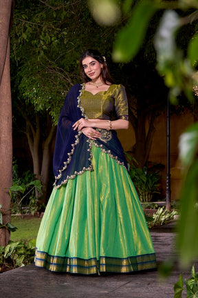 TRADITIONAL SOUTH INDIAN ROYAL ZARI WEAVING WITH GEORGETTE DUPATTA