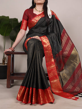 CHEX DESIGN WITH ZARI WEAVING BORDERS FOR SOUTH ELEGANCE