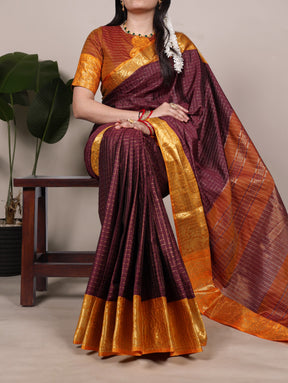 CHEX DESIGN WITH ZARI WEAVING BORDERS FOR SOUTH ELEGANCE