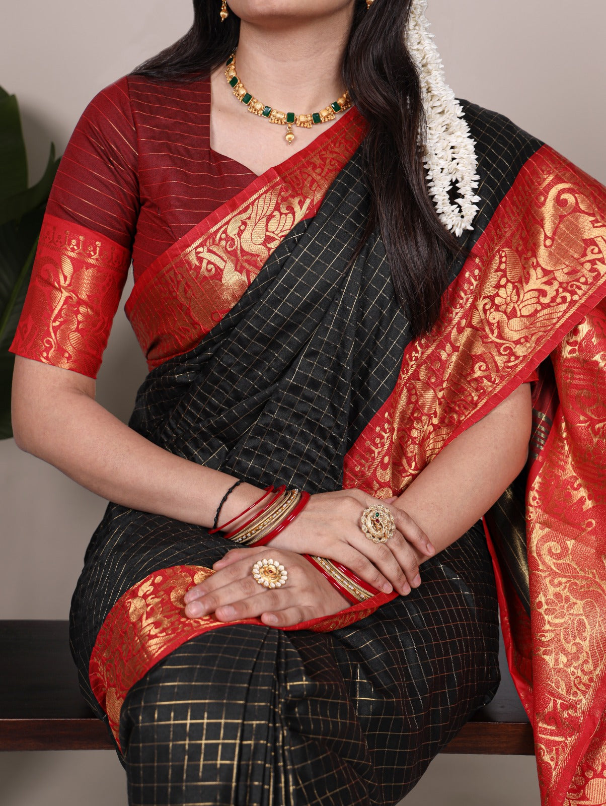 CHEX DESIGN WITH ZARI WEAVING BORDERS FOR SOUTH ELEGANCE