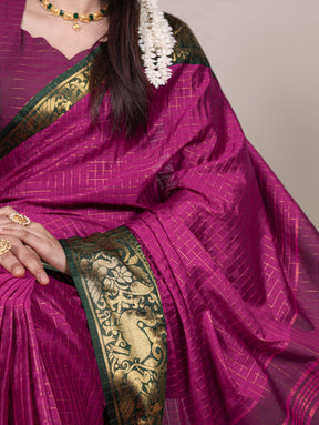 CHEX DESIGN WITH ZARI WEAVING BORDERS FOR SOUTH ELEGANCE