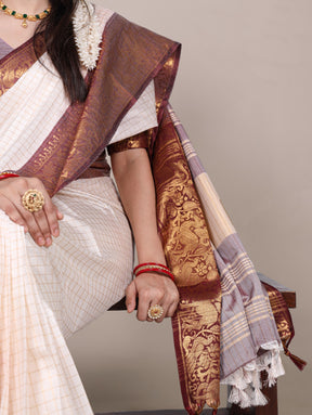 CHEX DESIGN WITH ZARI WEAVING BORDERS FOR SOUTH ELEGANCE