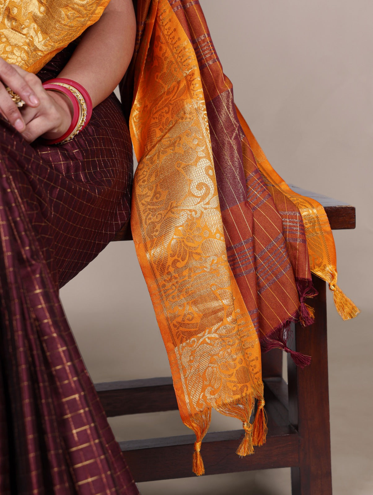 CHEX DESIGN WITH ZARI WEAVING BORDERS FOR SOUTH ELEGANCE