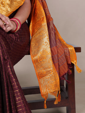 CHEX DESIGN WITH ZARI WEAVING BORDERS FOR SOUTH ELEGANCE
