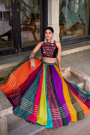 MULTICOLOR RAYON LEHENGA CHOLI FOR GARBA