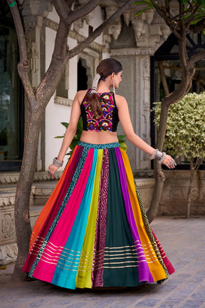 MULTICOLOR RAYON LEHENGA CHOLI FOR GARBA