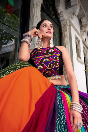 MULTICOLOR RAYON LEHENGA CHOLI FOR GARBA