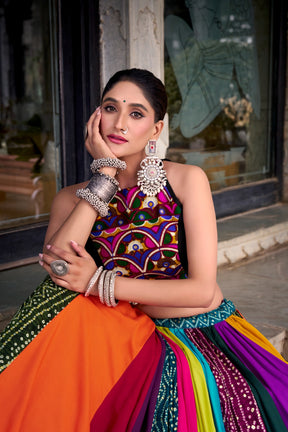 MULTICOLOR RAYON LEHENGA CHOLI FOR GARBA