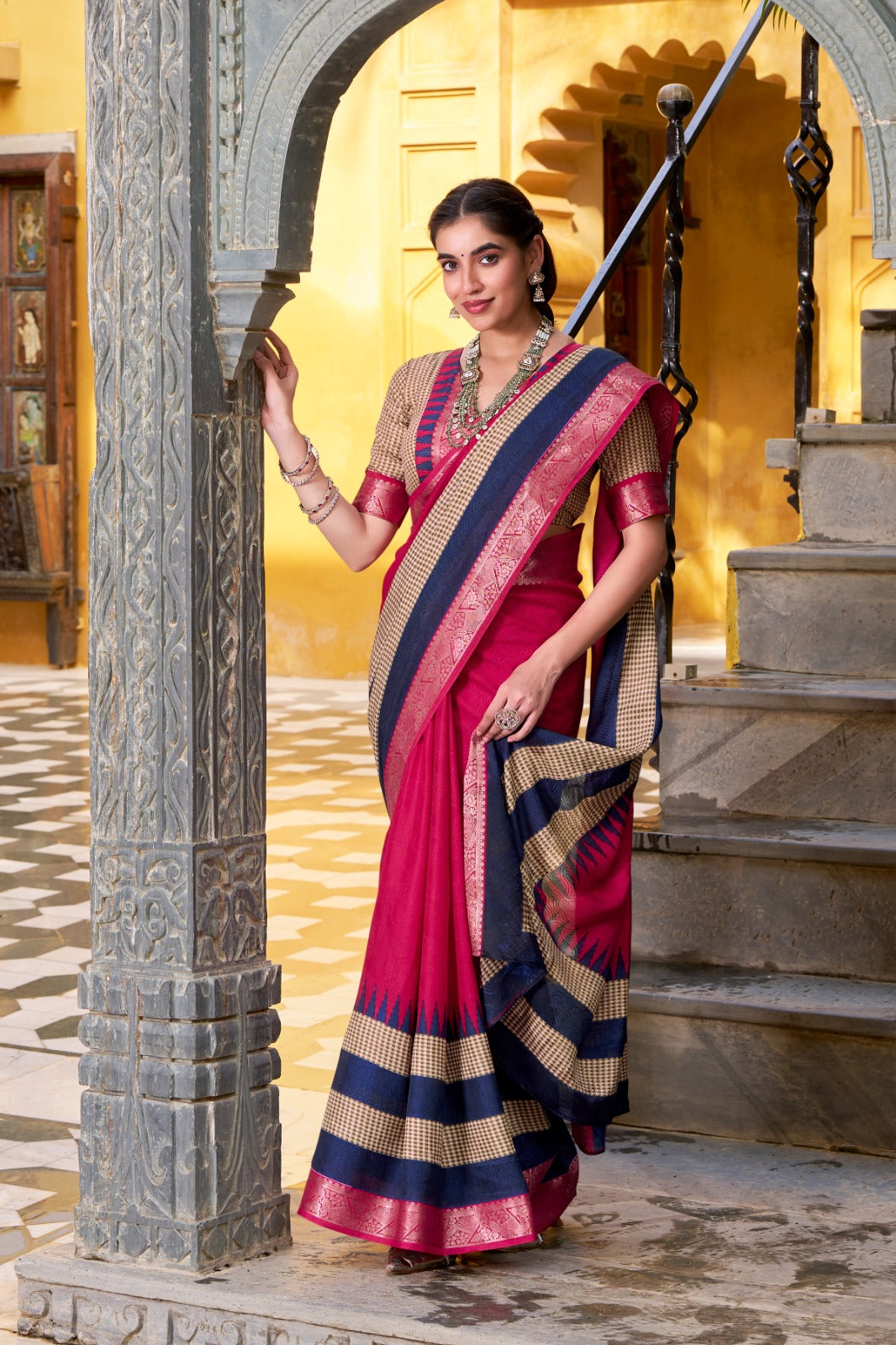 SOFT POLY COTTON SAREES WITH ROYAL ZARI BORDER