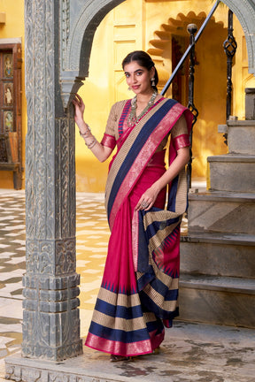SOFT POLY COTTON SAREES WITH ROYAL ZARI BORDER