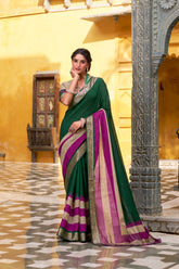 SOFT POLY COTTON SAREES WITH ROYAL ZARI BORDER