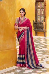 SOFT POLY COTTON SAREES WITH ROYAL ZARI BORDER