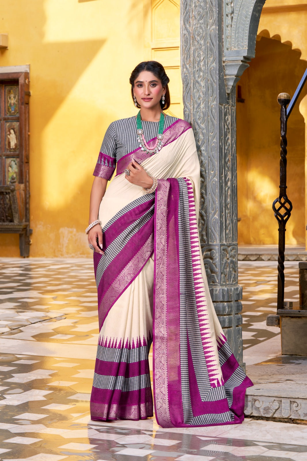 SOFT POLY COTTON SAREES WITH ROYAL ZARI BORDER