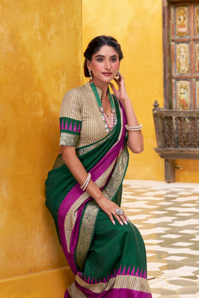 SOFT POLY COTTON SAREES WITH ROYAL ZARI BORDER
