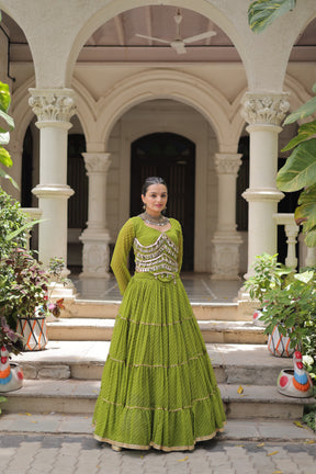LEHERIYA PRINT LEHENGA WITH GOTA PATTI & MIRROR
