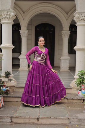 LEHERIYA PRINT LEHENGA WITH GOTA PATTI & MIRROR