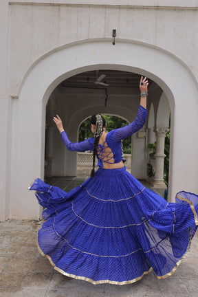 LEHERIYA PRINT LEHENGA WITH GOTA PATTI & MIRROR