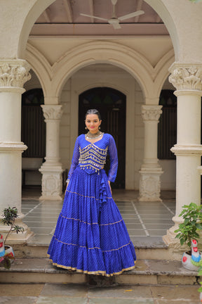 LEHERIYA PRINT LEHENGA WITH GOTA PATTI & MIRROR