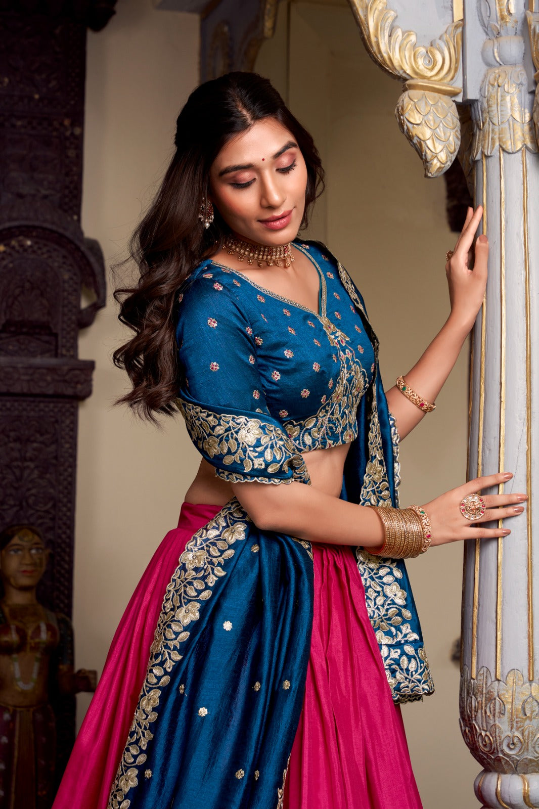 Tussar Silk Elegance Vichitra Silk Embroidery Lehenga