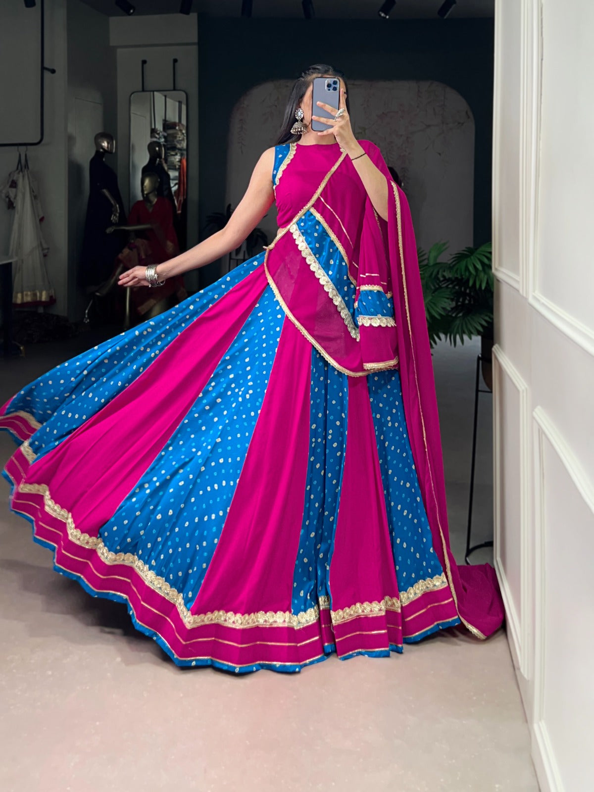 DESIGNER BANDHEJ PRINT LEHENGA WITH DUPATTA