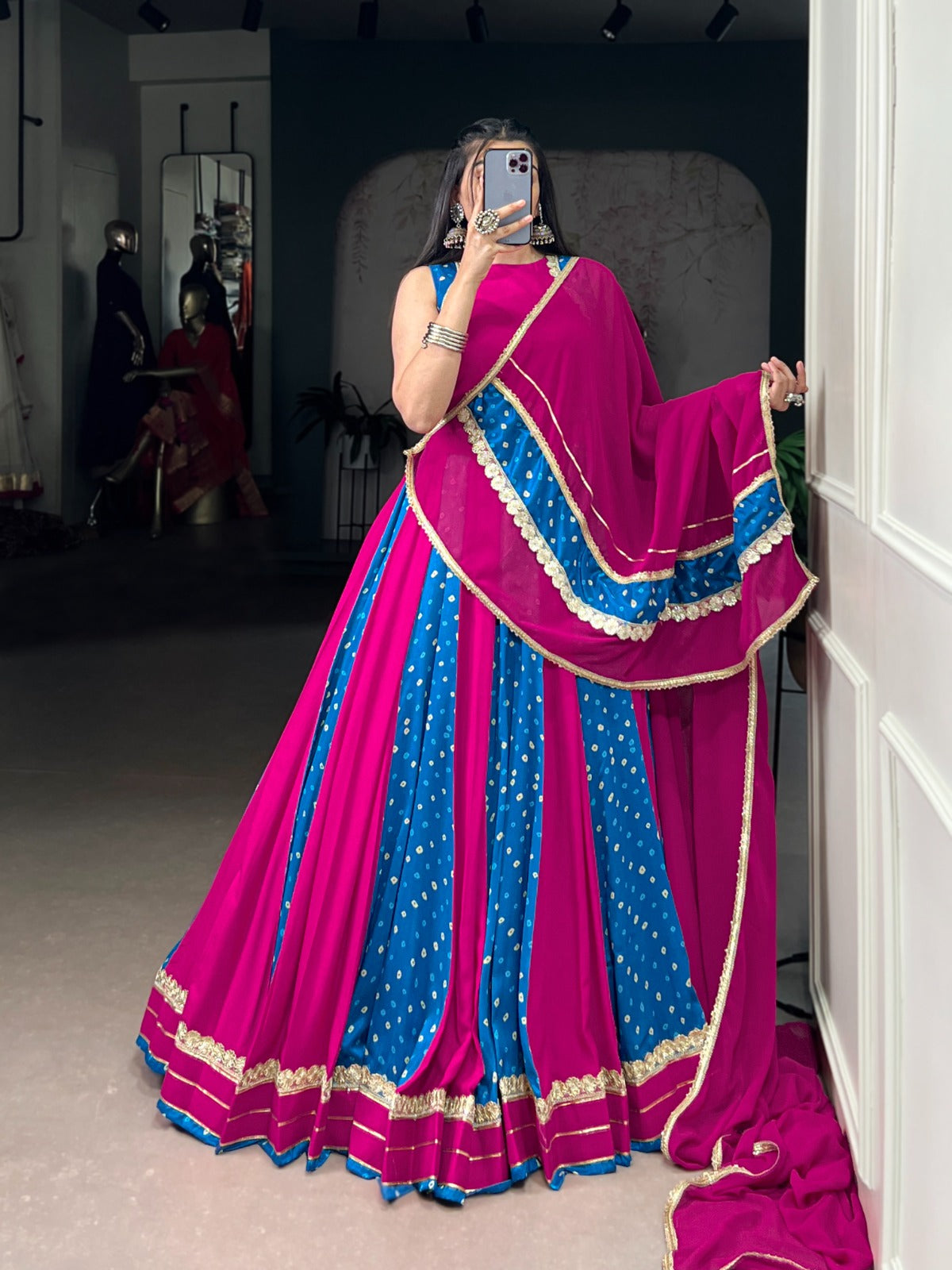 DESIGNER BANDHEJ PRINT LEHENGA WITH DUPATTA