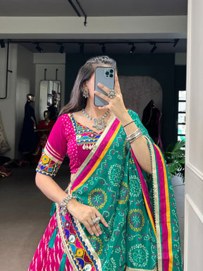 PINK LEHERIYA TUSSAR SILK LEHENGA CHOLI