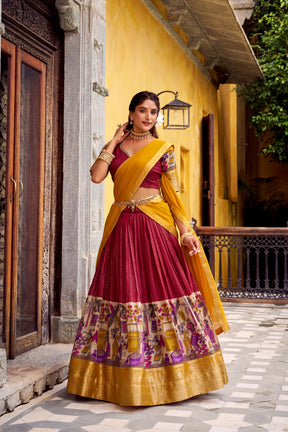 DESIGNER CHANDERI KALAMKARI LEHENGA CHOLI FOR SOUTH
