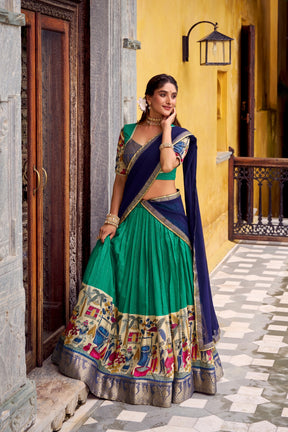 DESIGNER CHANDERI KALAMKARI LEHENGA CHOLI FOR SOUTH