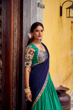 DESIGNER CHANDERI KALAMKARI LEHENGA CHOLI FOR SOUTH