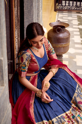 DESIGNER CHANDERI KALAMKARI LEHENGA CHOLI FOR SOUTH