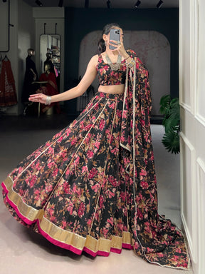 CHIFFON FLORAL LEHENGA CHOLI