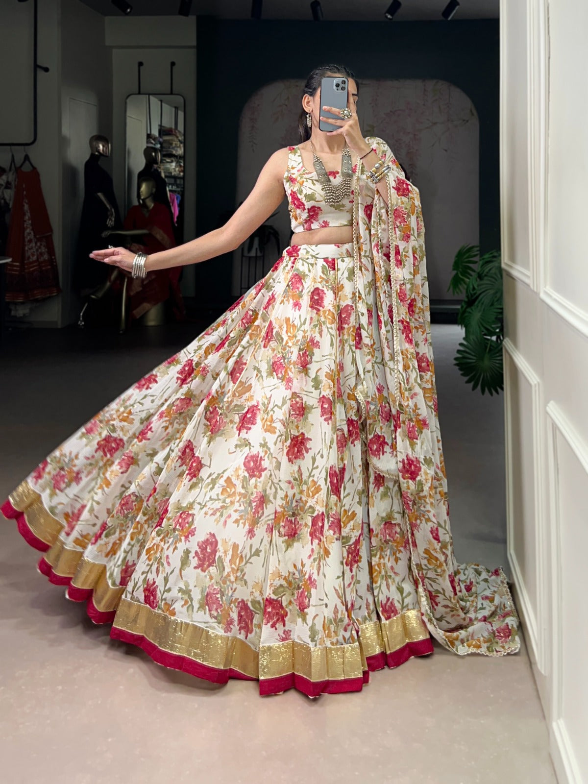 CHIFFON FLORAL LEHENGA CHOLI
