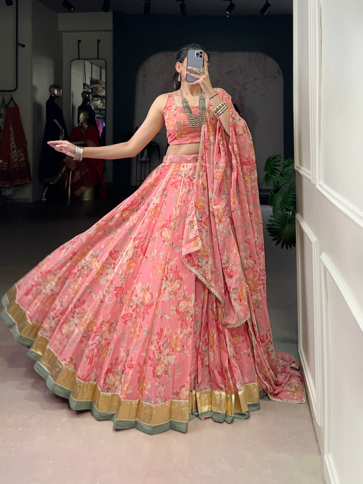 CHIFFON FLORAL LEHENGA CHOLI